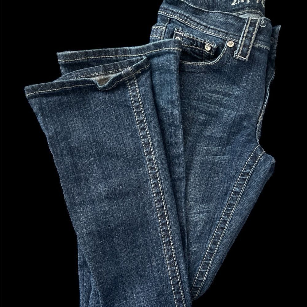 Zipper premium rhinestone design, rhinestone button Blue Boot Cut Women's Jeans